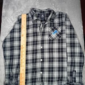 Detroit Lions Youth Size M Plaid Button Down